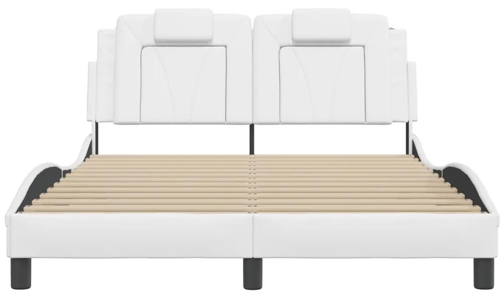 vidaXL Πλαίσιο Κρεβατιού με LED Λευκό 120x200 εκ. Συνθετικό Δέρμα
