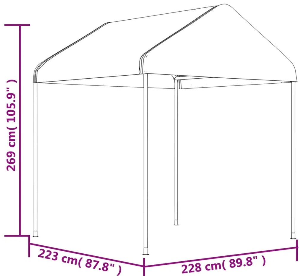 vidaXL Κιόσκι με Τέντα Λευκό 15,61 x 2,28 x 2,69 μ. από Πολυαιθυλένιο
