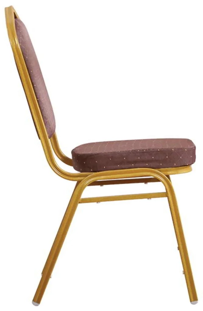 Καρέκλα HILTON Μεταλλική Gold/Ύφασμα Καφέ 44x55x93cm