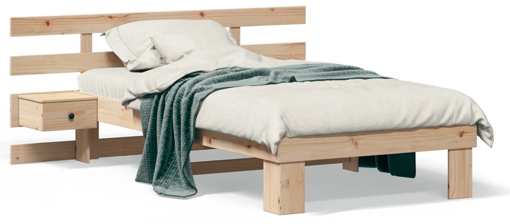 vidaXL Σκελετός Κρεβατιού Καφέ 75 x 190 cm Μασίφ ξύλο πεύκου