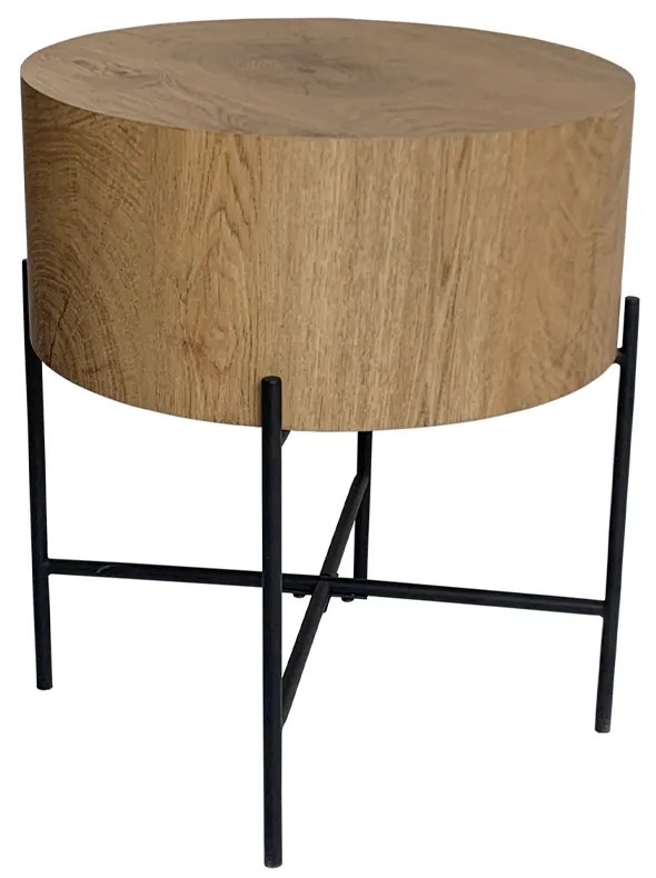 MADERA SIDE TABLE ΦΥΣΙΚΟ ΜΑΥΡΟ 45x45xH45cm - 04-1027