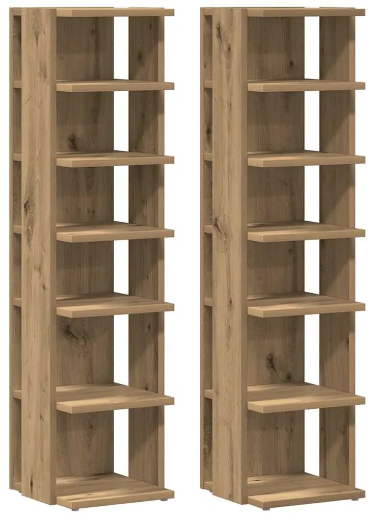 vidaXL Παπουτσοθήκες 2 τεμ. Αρτισιανή Δρυς 28x27x102 εκ. Επεξ. Ξύλο