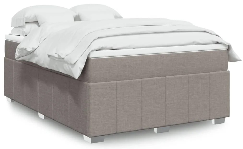 vidaXL Κρεβάτι Boxspring με Στρώμα Taupe 140x200 εκ. Υφασμάτινο