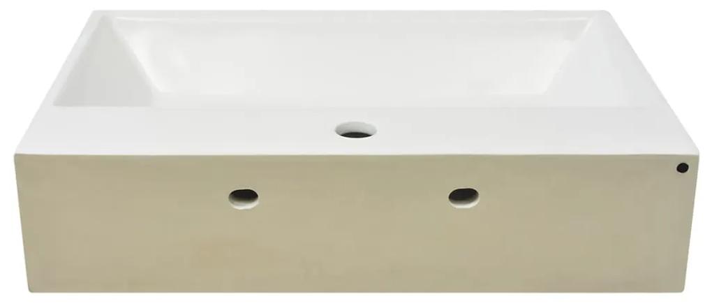 vidaXL Νιπτήρας με Οπή Βρύσης Λευκός 60,5 x 42,5 x 14,5 εκ. Κεραμικός