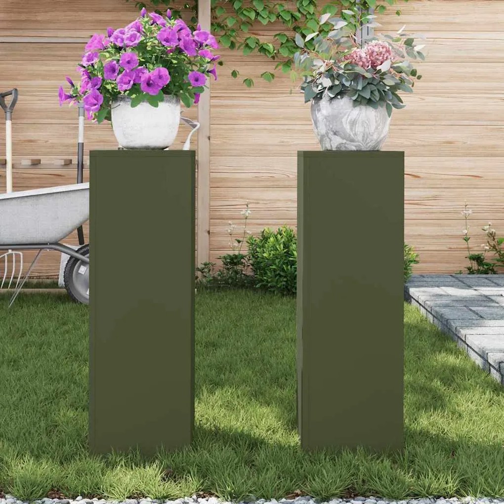 vidaXL Στήριξη φυτών 2 pcs Λαδί 24 x 24 x 75 εκ. Ατσάλι