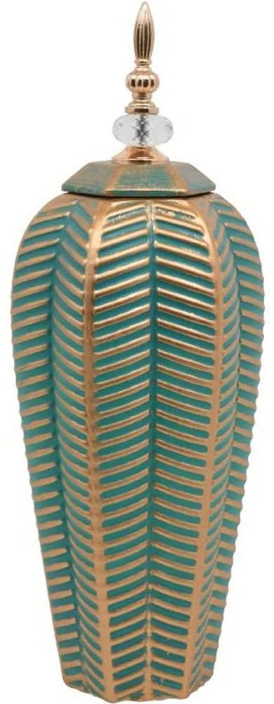 Διακοσμητικό Βάζο Με Καπάκι 373-122-817 46cm Veraman-Gold Ceramic