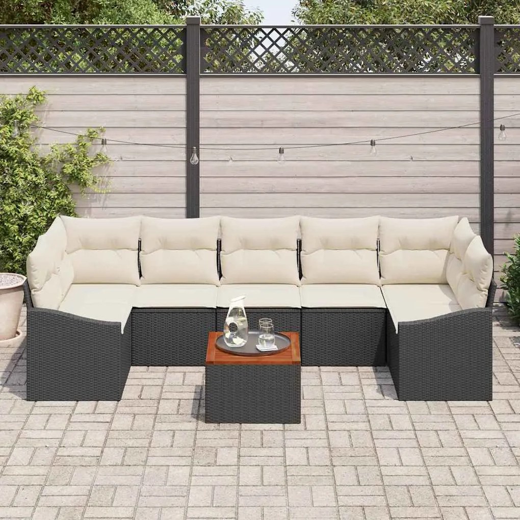 vidaXL Σετ Καναπέ Κήπου 8 pcs Μαύρος, λευκός