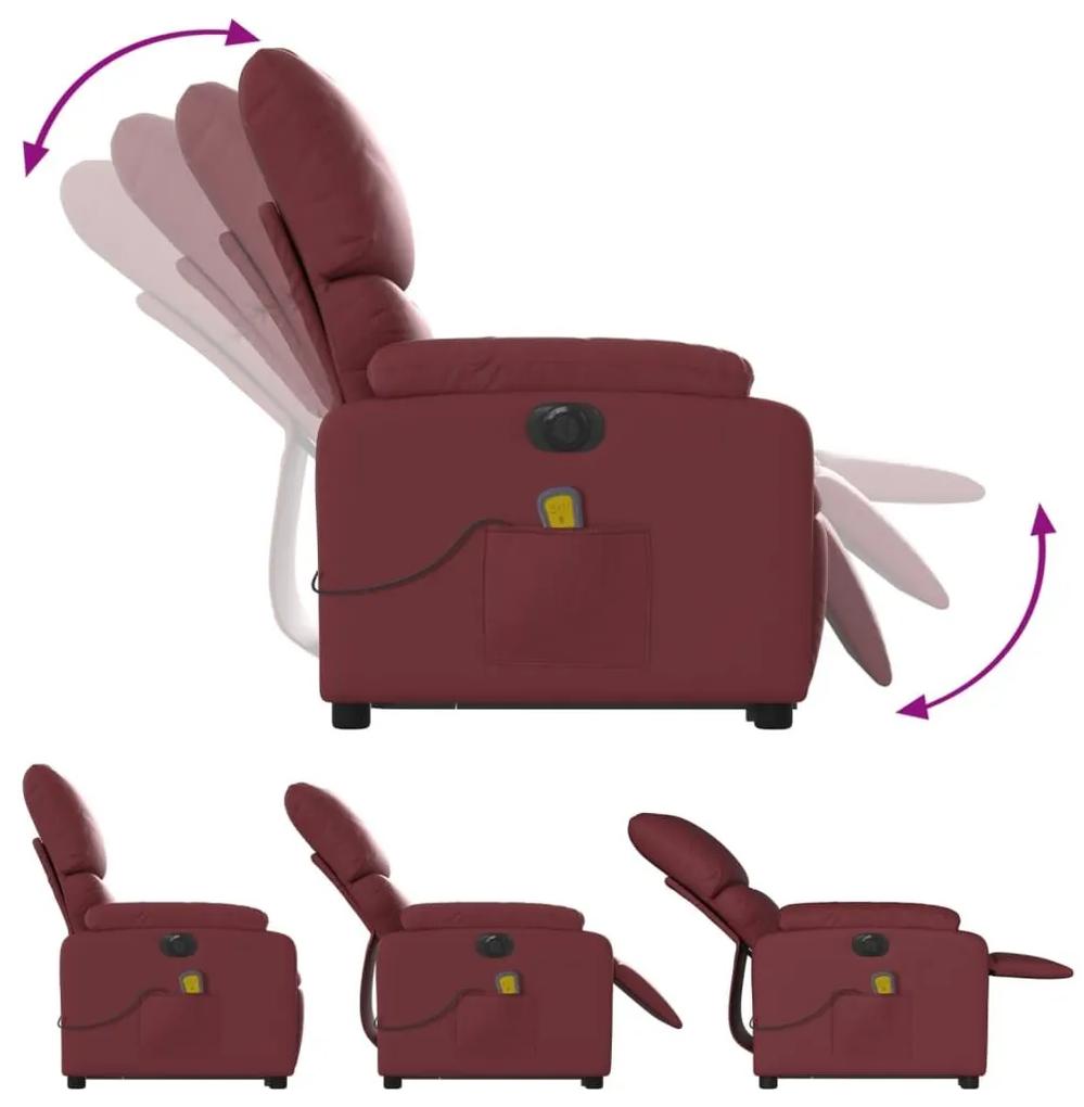 Πολυθρόνα Μασάζ Ηλεκ.Ανακλινόμενη με Ανύψωση Μπορντό Συνθ.Δέρμα - Κόκκινο