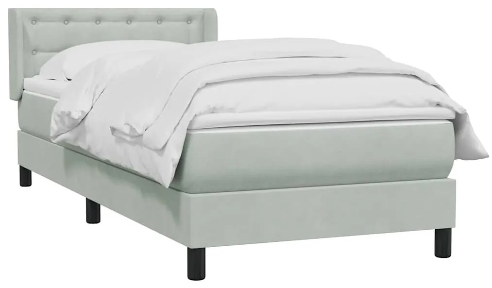 vidaXL Κρεβάτι Boxspring με Στρώμα Ανοιχτό Γκρι 80x210 εκ. Βελούδινο