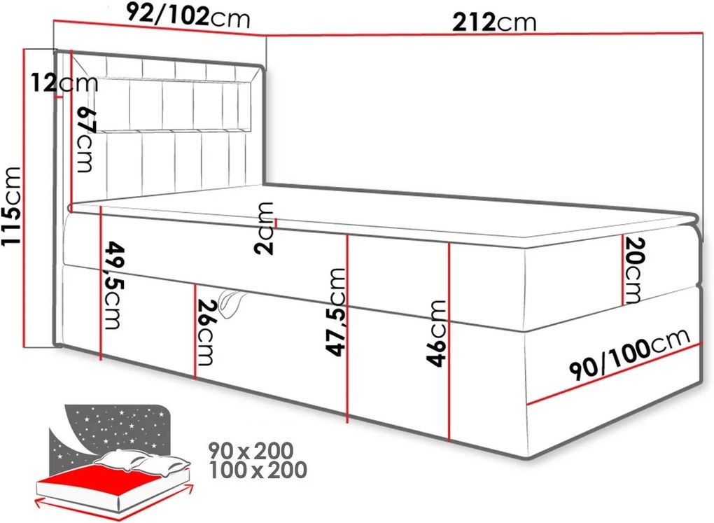 Επενδυμένο κρεβάτι Junior Gold I-Mple-90 x 200-Deksia