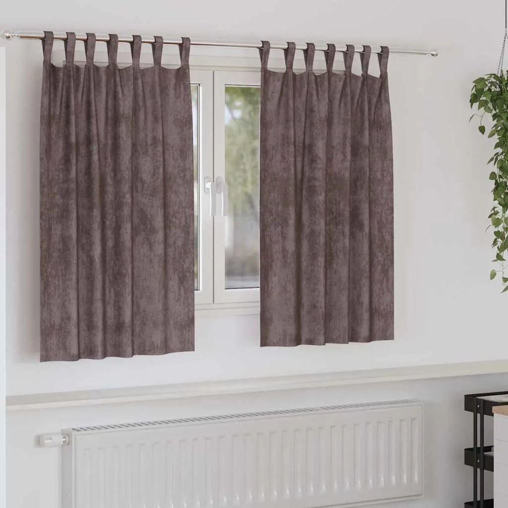 vidaXL Κουρτίνα με κουρτίνες 2 pcs Καφέ 140 x 140 cm Βελούδο