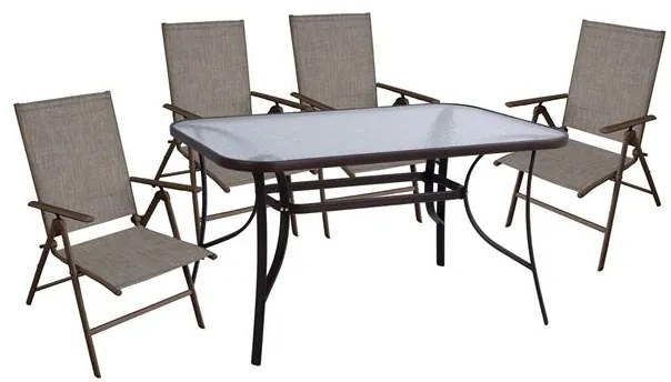 ΣΕΤ 5ΤΜΧ ΤΡΑΠΕΖΙ ΜΕΤΑΛΛΙΚΟ &amp; ΠΤΥΣΣΟΜΕΝΕΣ ΚΑΡΕΚΛΕΣ ΚΑΦΕ HM10558.02