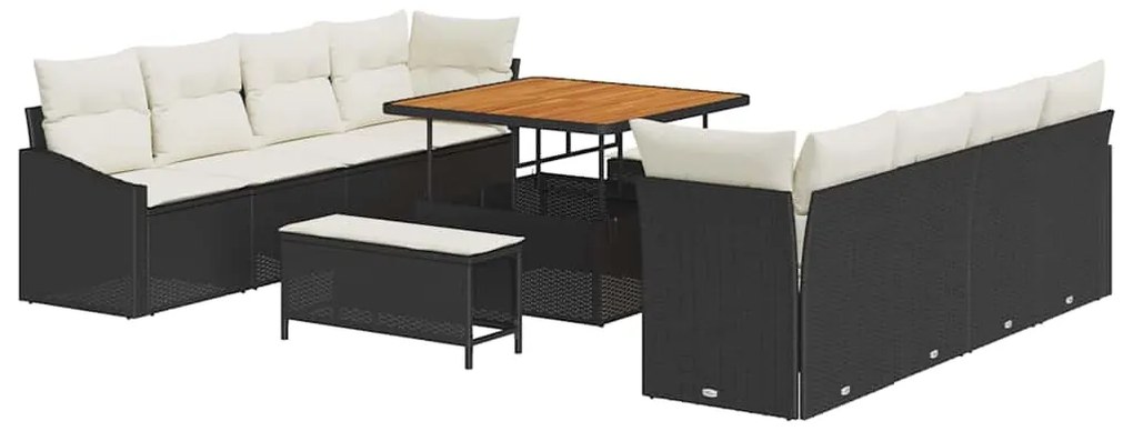 vidaXL Σετ Καναπέ Κήπου 11 pcs Μαύρο, Κρέμα 100 x 100 x 71 cm