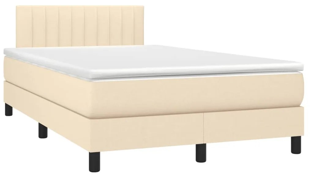 vidaXL Κρεβάτι Boxspring με Στρώμα Κρεμ 120x190 εκ. Υφασμάτινο