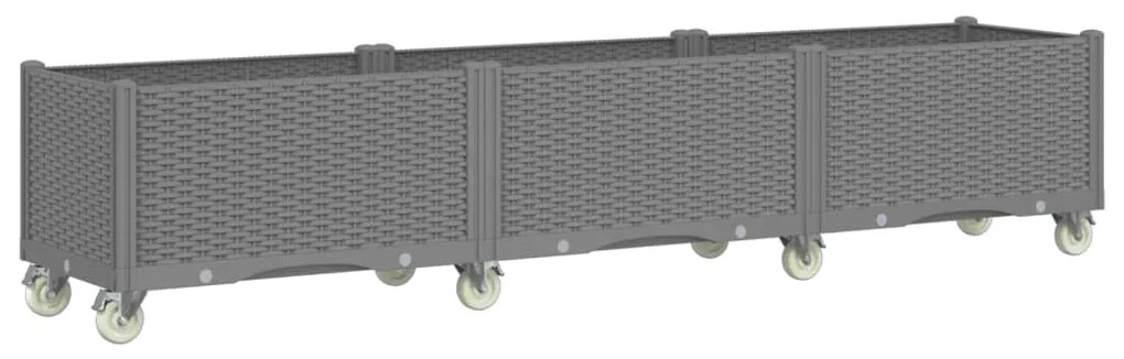 vidaXL Ζαρντινιέρα Κήπου με Ροδάκια Αν.Γκρι 240x50x54εκ Πολυπροπυλένιο