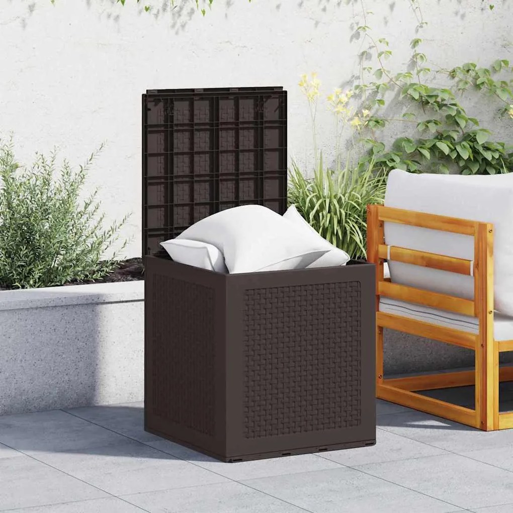 vidaXL Κουτί αποθήκευσης κήπου Καφέ 55 x 53 x 57 εκ. Πολυπροπυλένιο