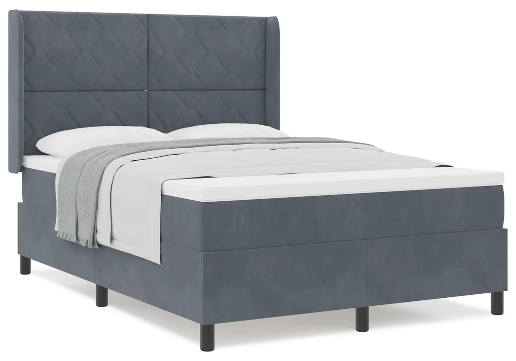 vidaXL Κρεβάτι Box Spring με Στρώμα  Σκούρο Γκρι 160x200 εκ. Βελούδο