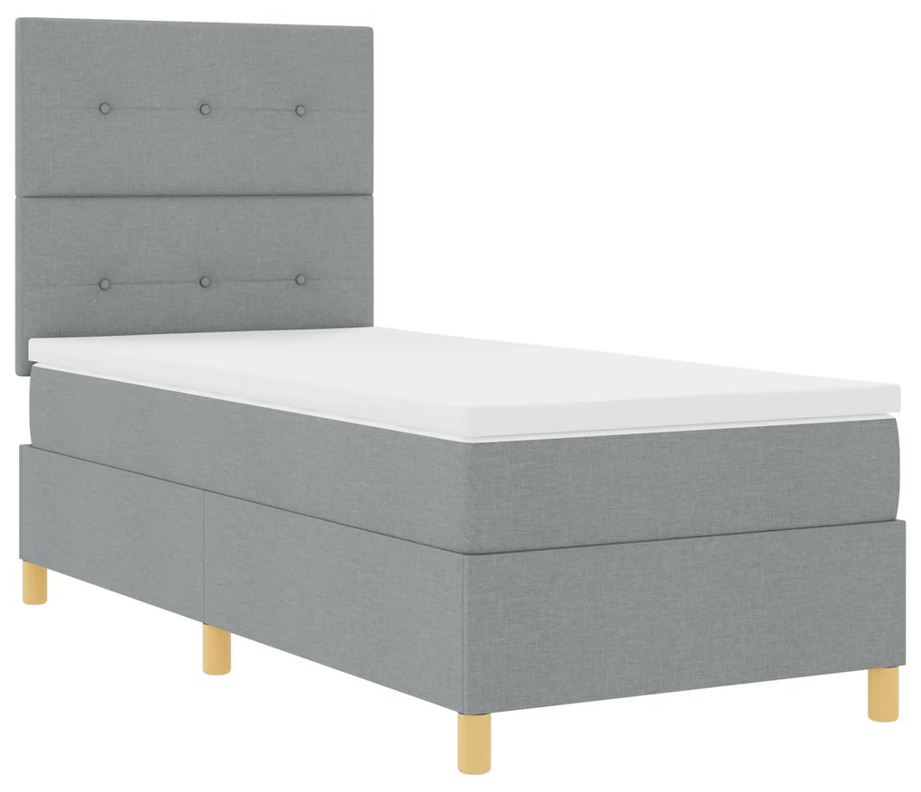 vidaXL Κρεβάτι Box Spring με Στρώμα & Φωτισμό LED Γκρι 90x200 εκ. Υφάσματος