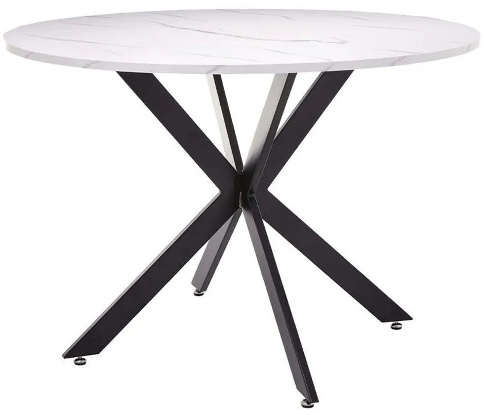 Τραπέζι Stockholm 02-0516 Φ110x75cm Marble Effect White-Black Melamine, Metal