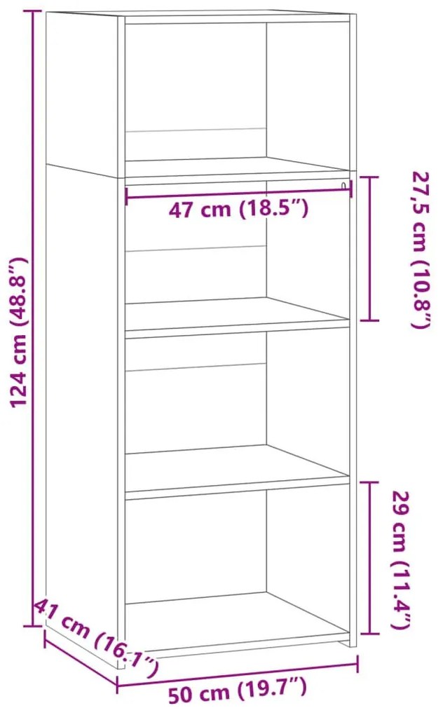 Ντουλάπι Καφέ Δρυς 50x41x124 εκ. από Επεξεργασμένο Ξύλο - Καφέ