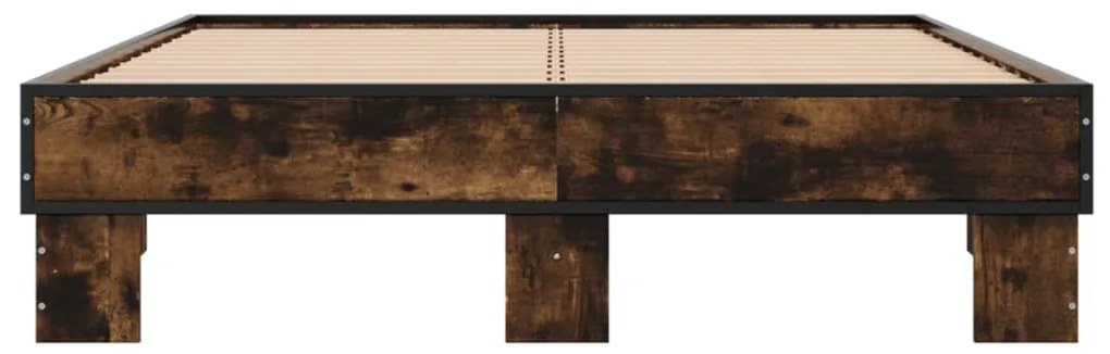 vidaXL Πλαίσιο Κρεβατιού Καπνιστή Δρυς 120x200εκ. Επεξ. Ξύλο &amp; Μέταλλο