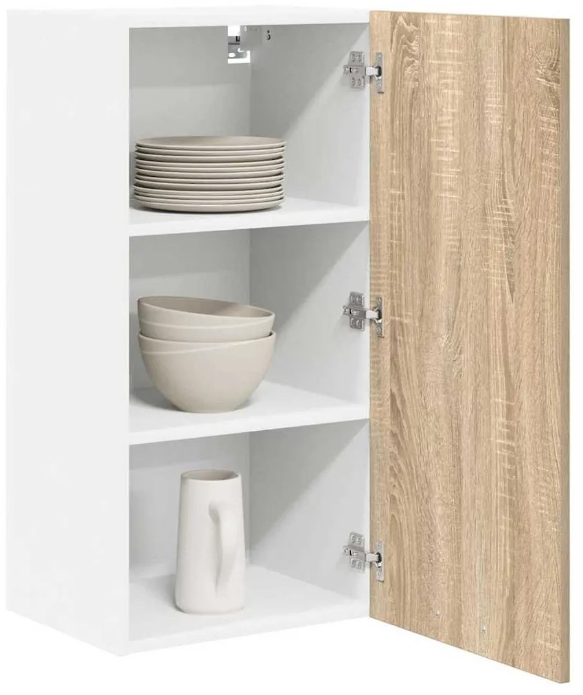 vidaXL Κρεμαστό ντουλάπι Σομόνα Δρυς και Λευκό 40 x 31 x 80 εκ.