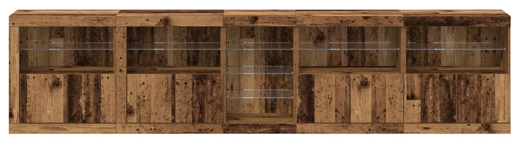 vidaXL μπουφές με φώτα LED Παλιό ξύλο 283x37x67 εκ. Επεξεργασμένου ξύλου