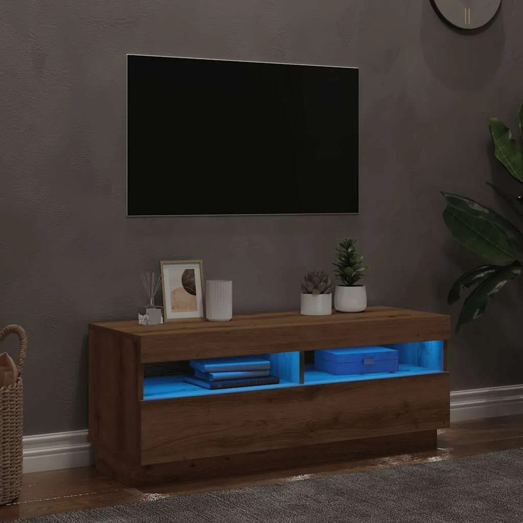 vidaXL Έπιπλο Τηλεόρασης LED Αρτισιανή Δρυς 100x35x40 εκ. Επεξ. Ξύλο