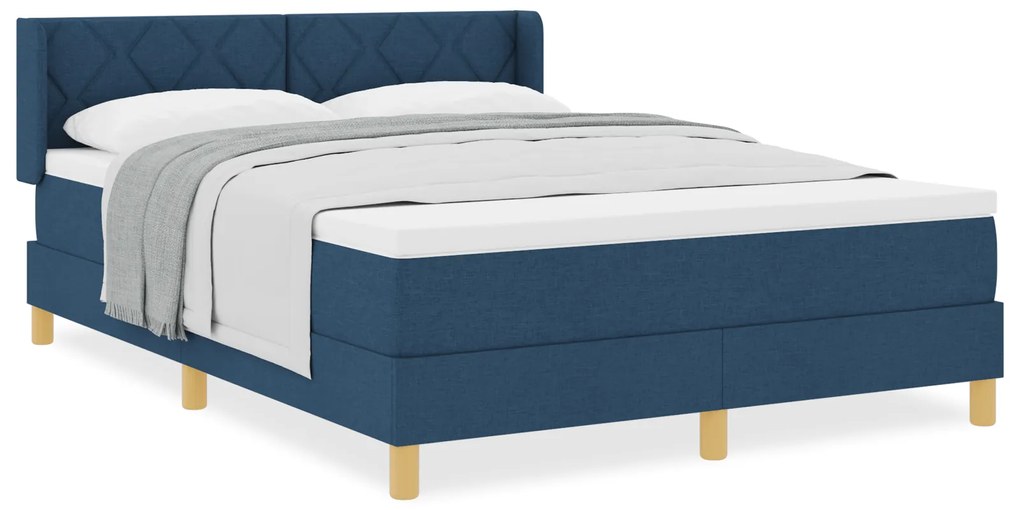 vidaXL Μπλε Κρεβάτι Box Spring με Στρώμα - 160 x 200 εκ - Ύφασμα