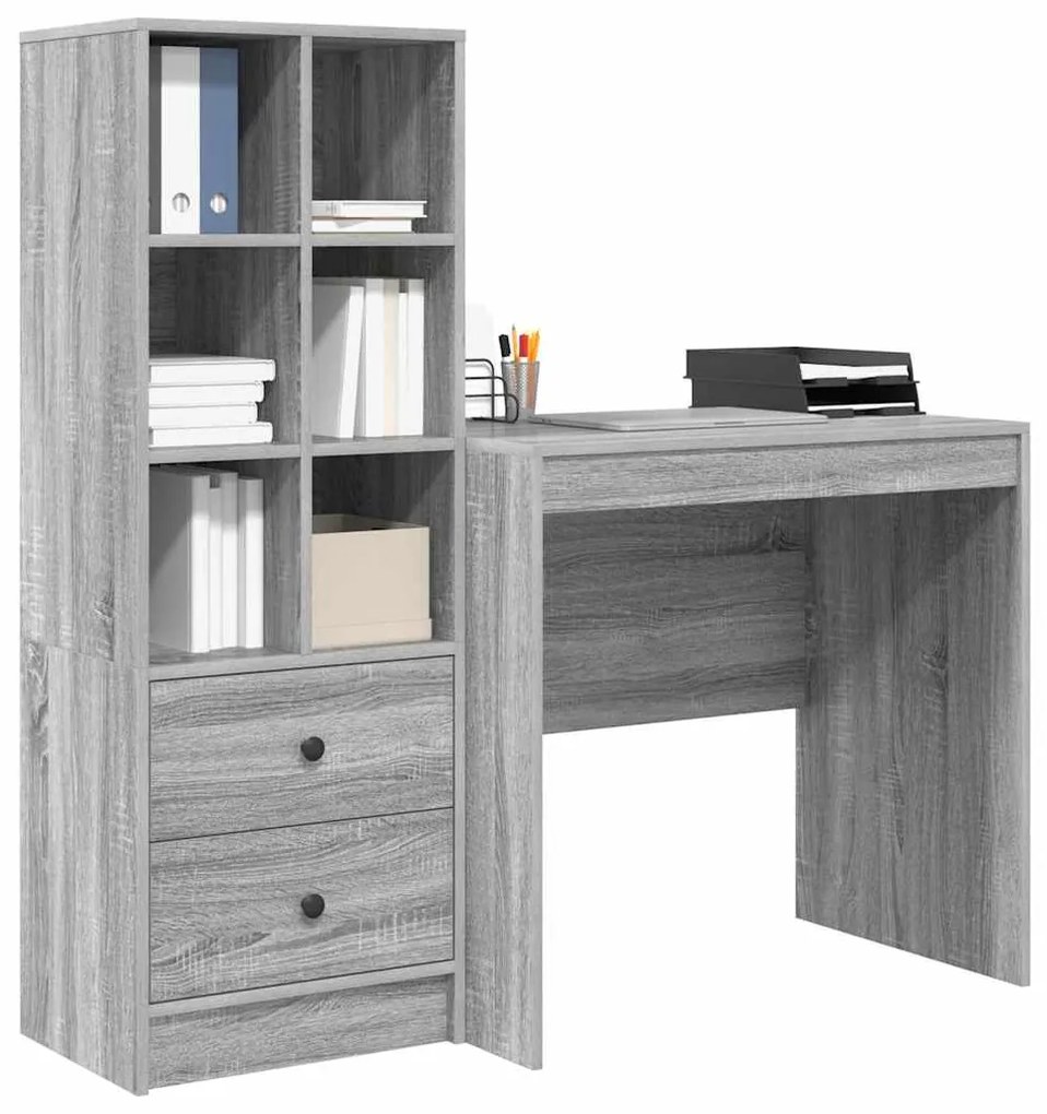 vidaXL Γραφείο με αποθηκευτικό χώρο 2 pcs Γκρι sonoma 80 x 50 x 76 εκ.
