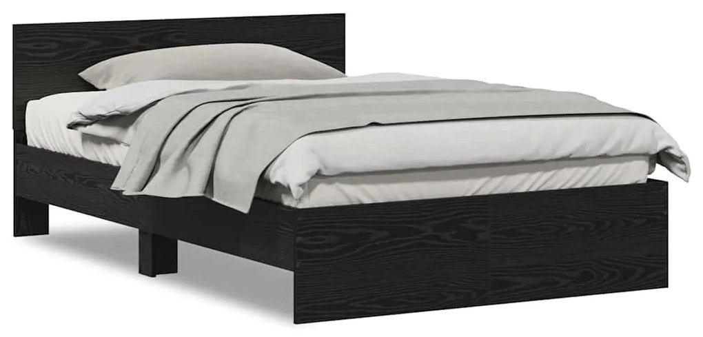 vidaXL Σκελετός Κρεβατιού με κεφαλάρι Μαύρη Οξυά 203 x 185 x 70 εκ