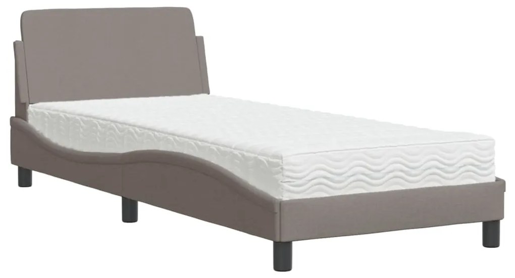 vidaXL Κρεβάτι με Στρώμα Taupe 90x190 εκ.Υφασμάτινο