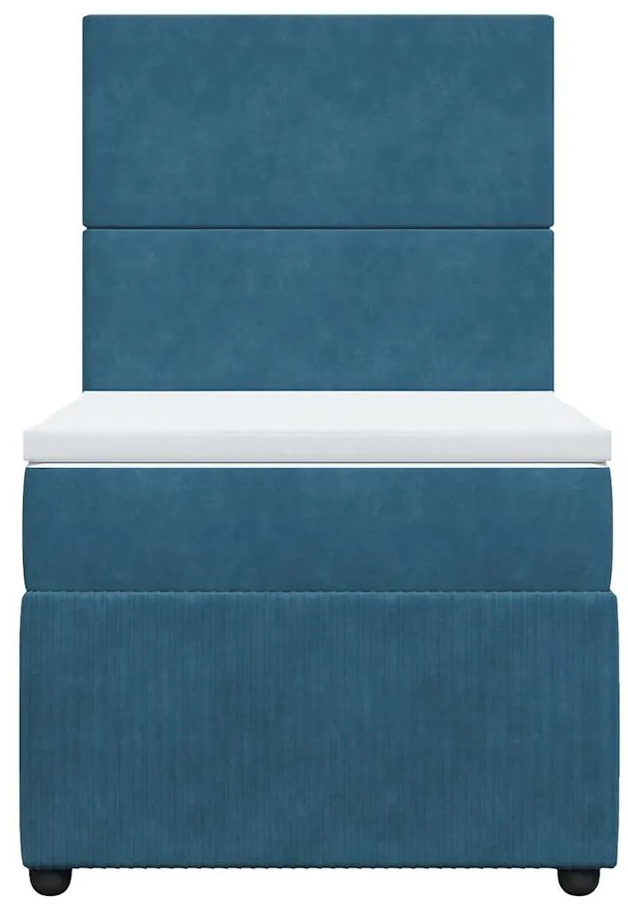 vidaXL Κρεβάτι Boxspring με Στρώμα Μπλε 90x200 εκ. Βελούδινο