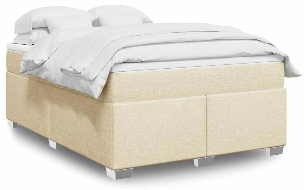 vidaXL Κρεβάτι Boxspring με Στρώμα Κρεμ 140x190 εκ. Υφασμάτινο