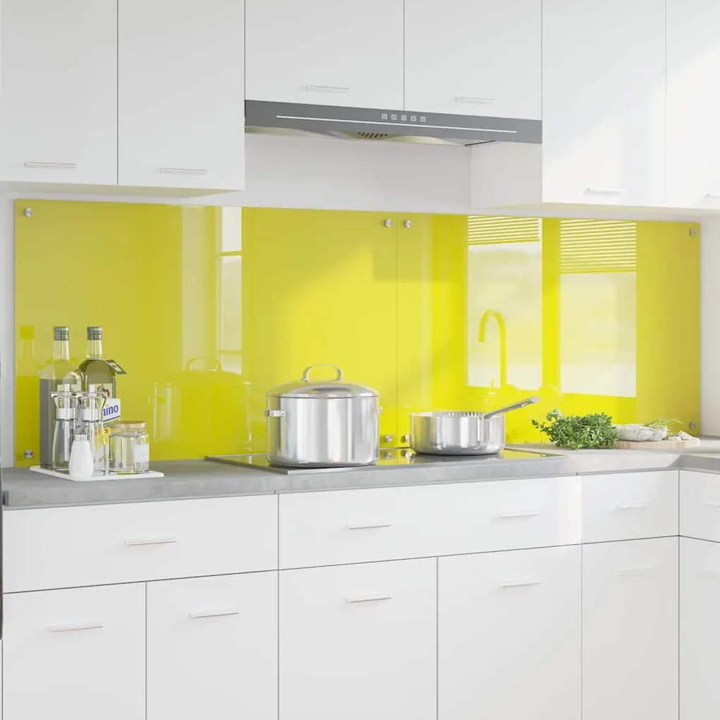 vidaXL Πίσω Πάνελ Κουζίνας 2 pcs Κίτρινο 100 x 60 cm σκληρυμένο γυαλί