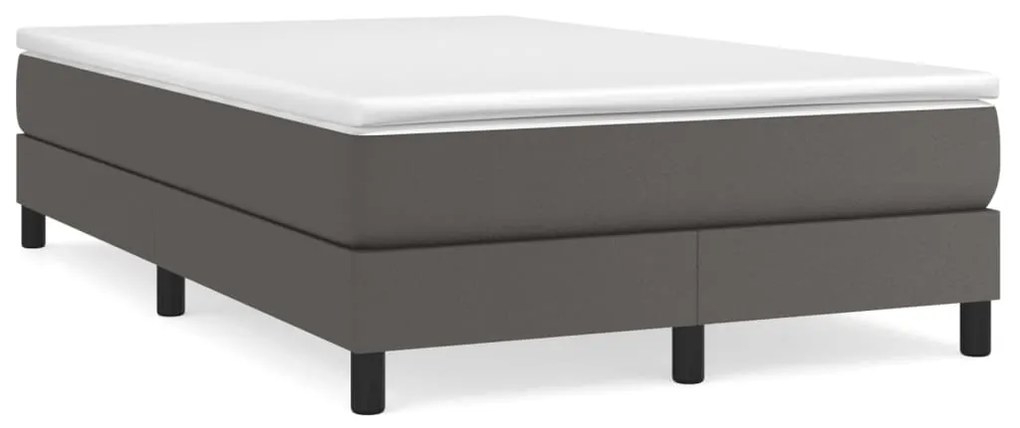 vidaXL Κρεβάτι Boxspring με Στρώμα Γκρι 120x200εκ. από Συνθετικό Δέρμα