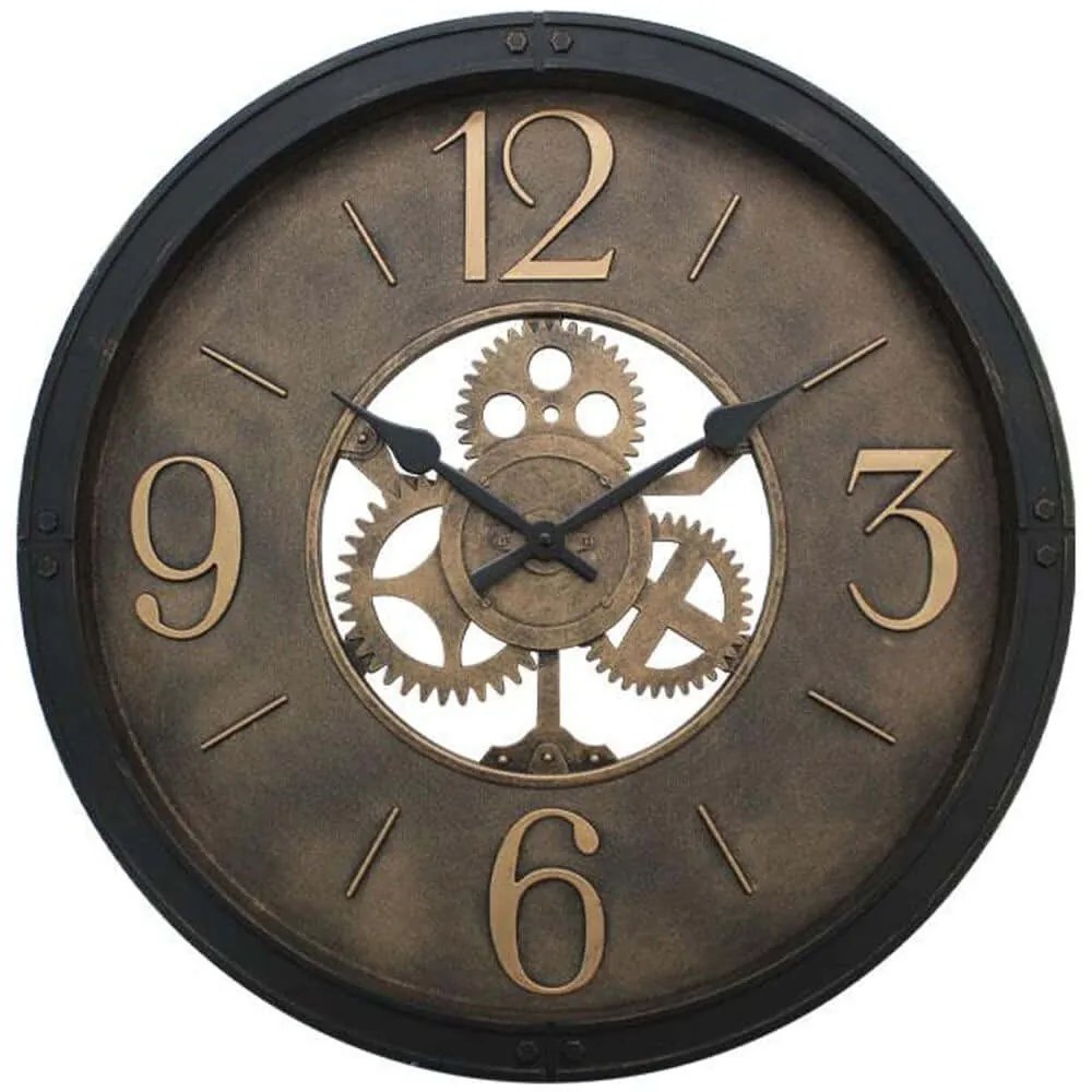 Ρολόι Τοίχου 280-125-040 60x60x5cm Black-Bronze Πλαστικό, Γυαλί