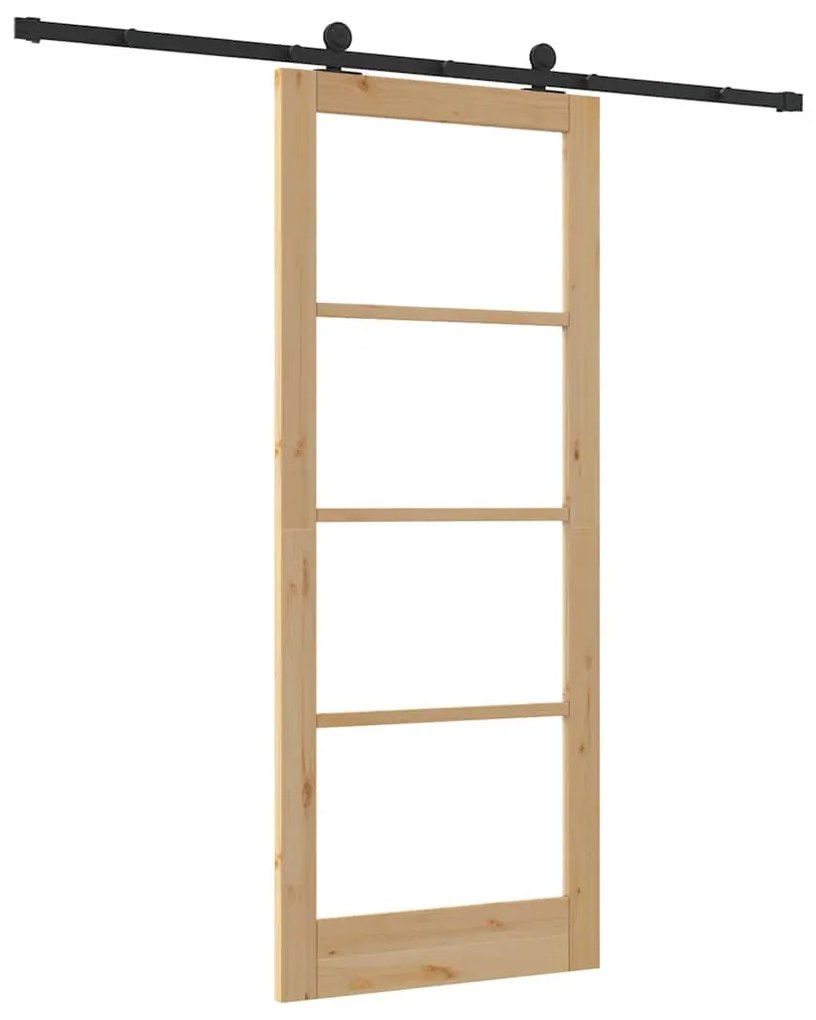 vidaXL Συρόμενη Πόρτα Χειροκίνητος Καφέ 86 x 211 cm Ξύλο και μέταλλο