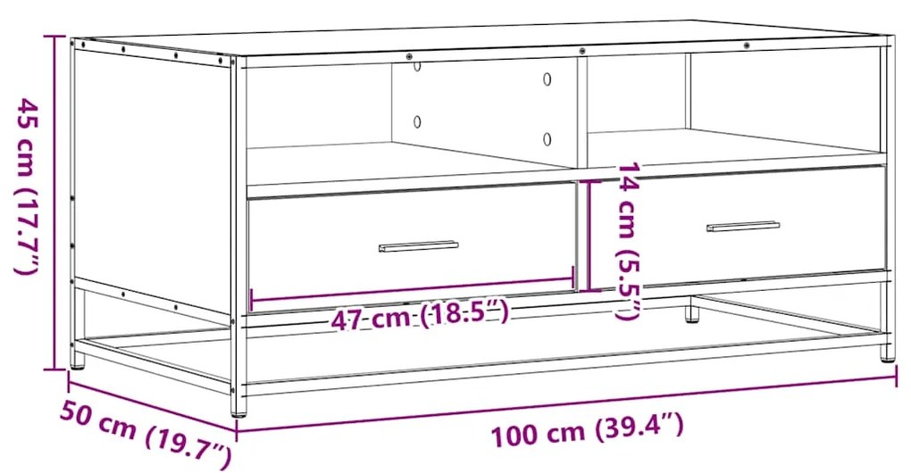 ΤΡΑΠΕΖΑΚΙ ΣΑΛΟΝΙΟΥ ΜΑΥΡΟ 100X50X45 ΕΚ. ΕΠΕΞ. ΞΥΛΟ &amp; ΜΕΤΑΛΛΟ 848784