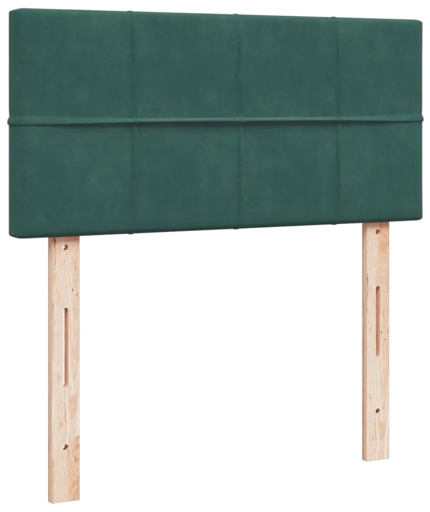 vidaXL Κρεβάτι Boxspring με Στρώμα Σκούρο Πράσινο 80x200 εκ. Βελούδινο