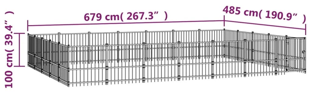 vidaXL Κλουβί Σκύλου Εξωτερικού Χώρου 32,93 μ² από Ατσάλι