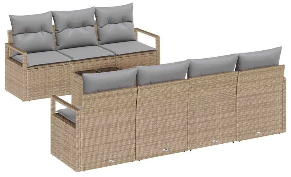 vidaXL Σετ Καναπέ Κήπου 8 pcs Μπεζ και Γκρι 55 x 55 x 37 εκ
