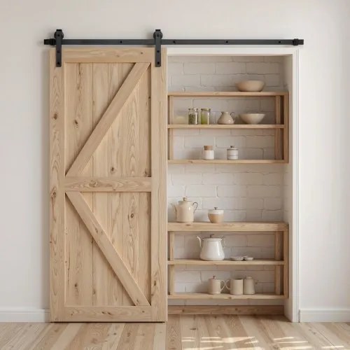 VEVOR 6.6FT Sliding Barn Door Hardware Kit for Single Sliding Barn Door Black