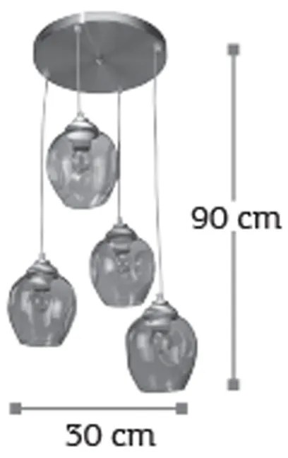 Κρεμαστό φωτιστικό από νίκελ ματ μέταλλο και διάφανο γυαλί (4474-4-NM) - Γυαλί - 4474-4-NM