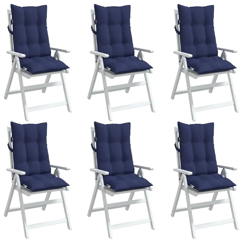 vidaXL Μαξιλάρια Καρέκλας με Πλάτη 6 τεμ. Ναυτικό Μπλε Ύφασμα Oxford