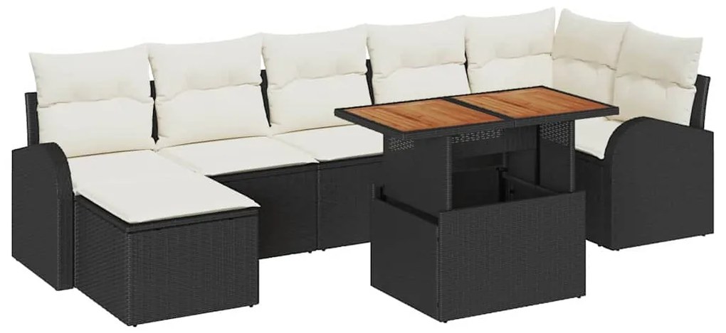 vidaXL Σετ Καναπέ Κήπου με αποθήκευση 8 pcs Μαύρο Πολυ ράταν