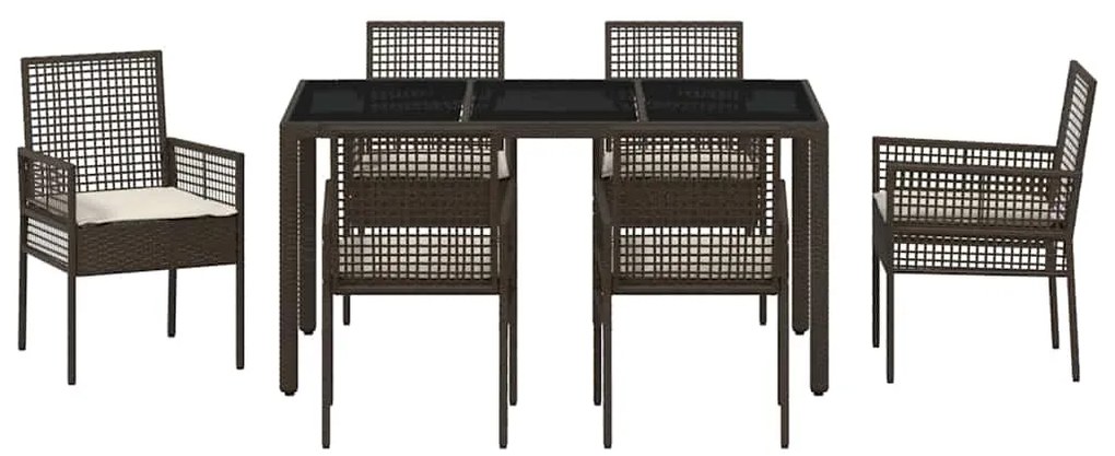 vidaXL Σέτ φαγητού για κήπο 7 pcs Καφέ συνθετικό ρατάν