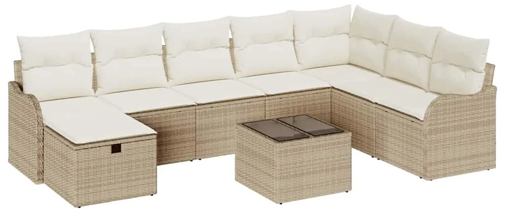 vidaXL Σετ Καναπέ Κήπου 9 pcs μπεζ και κρεμ 287,5 x 177,5 x 85 εκ.