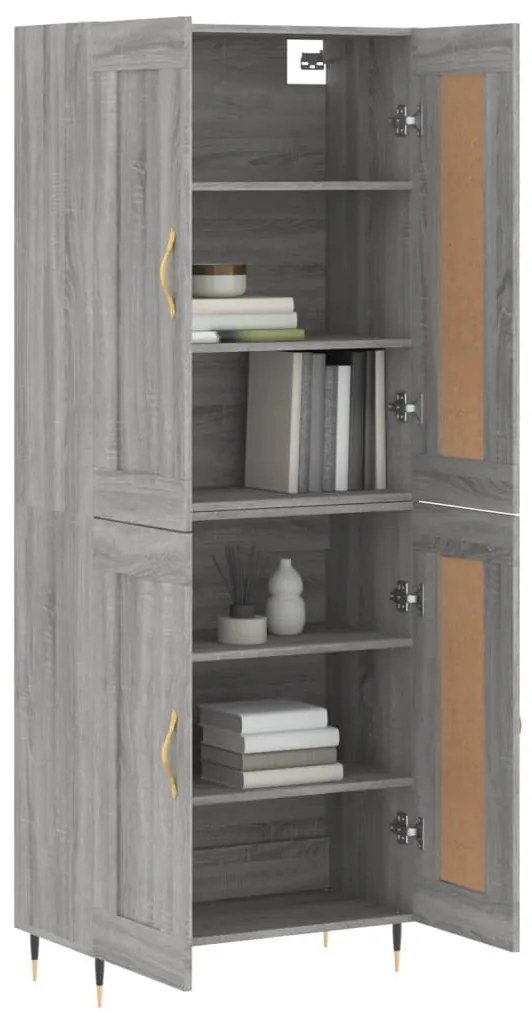 vidaXL Ντουλάπι Γκρι Sonoma 69,5 x 34 x 180 εκ. Επεξεργασμένο Ξύλο