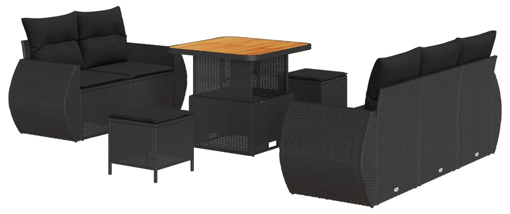 Σετ Καναπέ Κήπου 8 pcs Μαύρο συνθετικό ρατάν